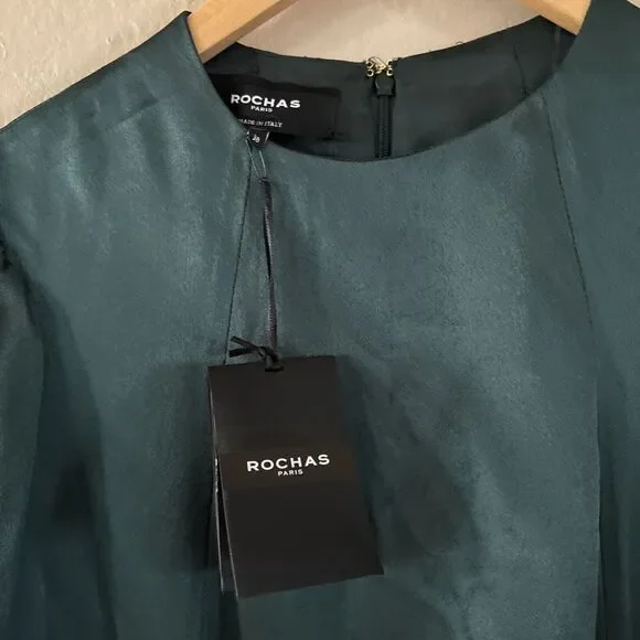 Rochas Paris Dress Womens Size 38 Green Long Sleeve Balloon Made in Italy NEW Rochas Paris Dress Womens Size 38 Green Long Sleeve Balloon Made in Italy NEW